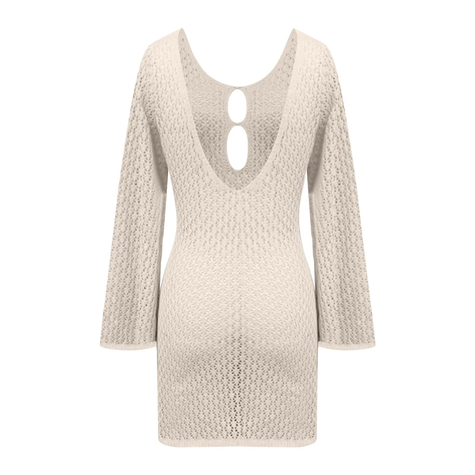 שמלת מיני חוף סרוגה גב פתוח  - Keira