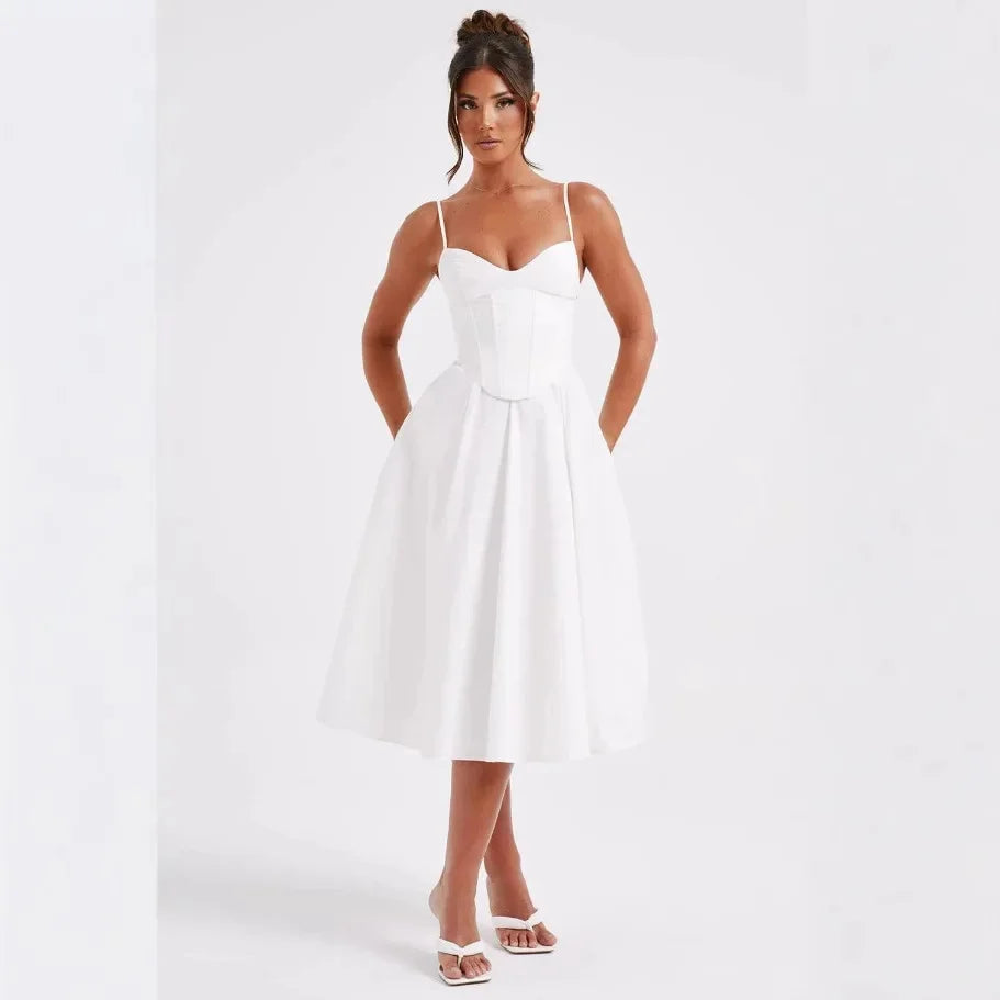 שמלת מידי בגזרת A בעיצוב קלאסי - Nataly