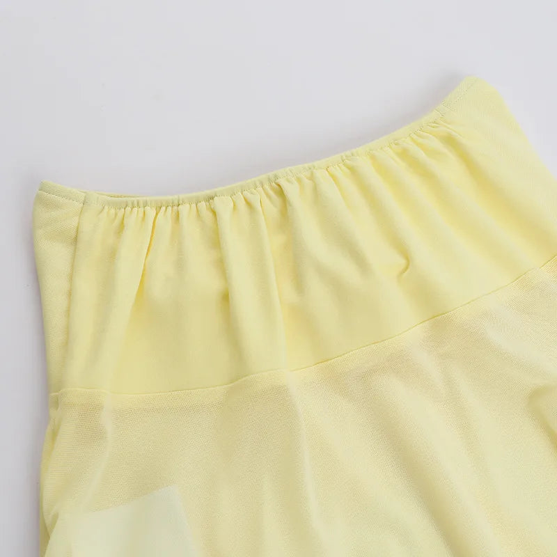 סט שני חלקים טופ סטרפלס וחצאית מקסי בעיטור מלמלה - סאני