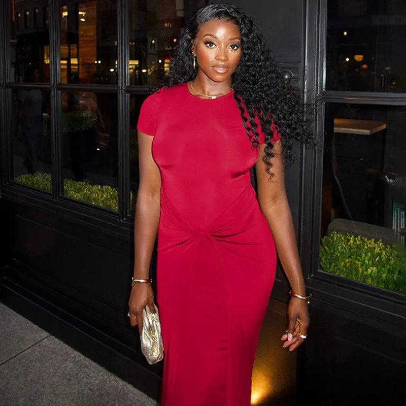 שמלת מקסי כיווצים בעיצוב קרוס - שיילה