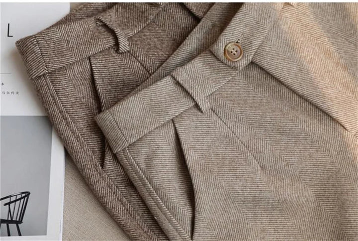 Pencil-cut wool pants