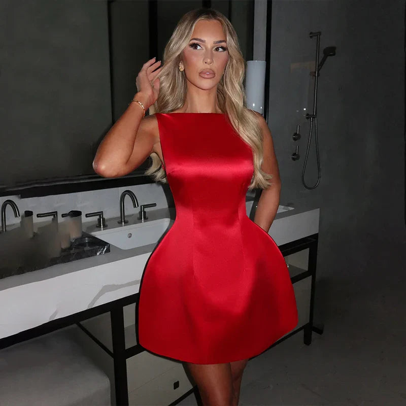 שמלת מיני סאטן בגזרת A - Juniper