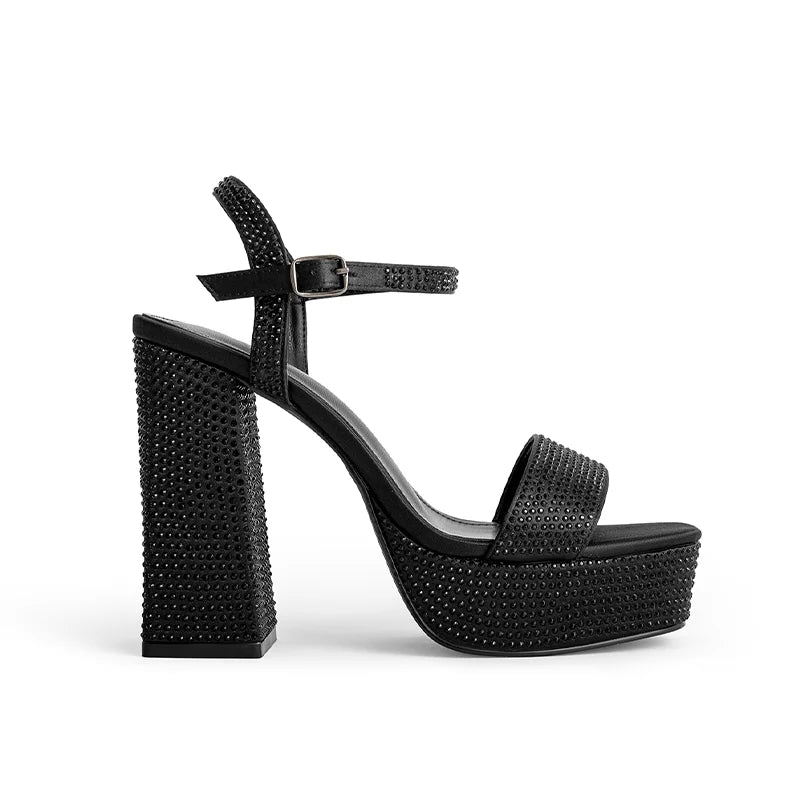 סנדלי עקב פלטפורמה בעיטור זרקונים - אמי