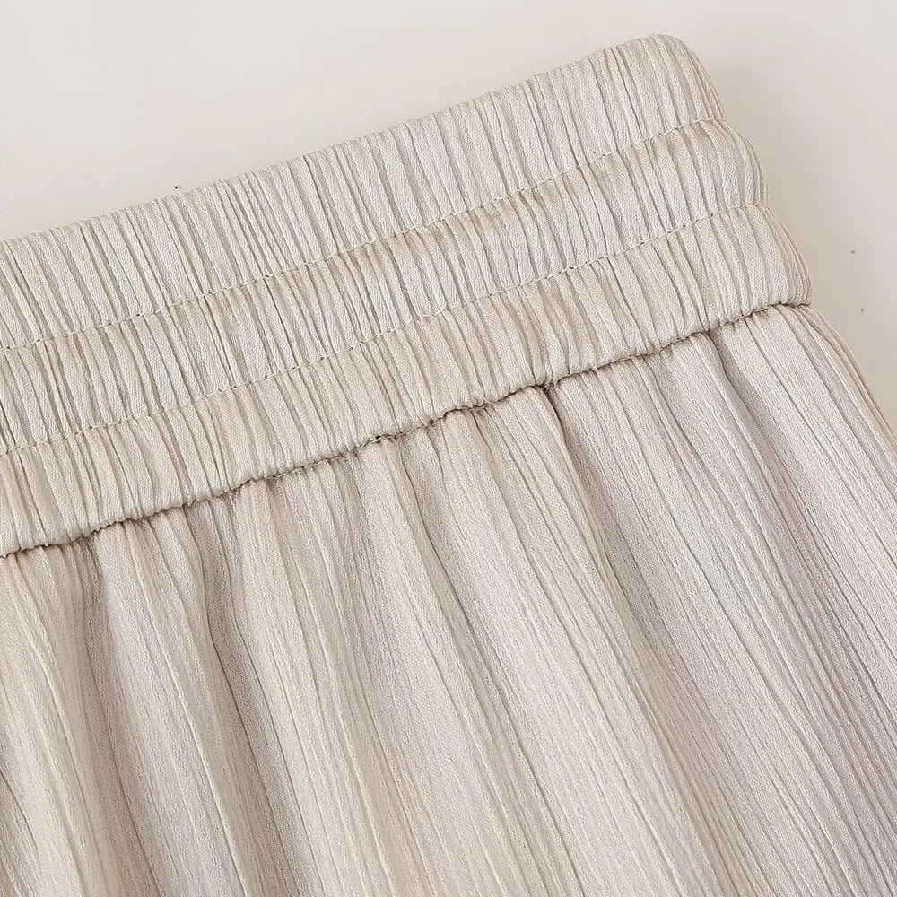 חליפת שני חלקים בד קרפ מבריק נעים מכנסיים ארוכים ובלייזר - ריקה