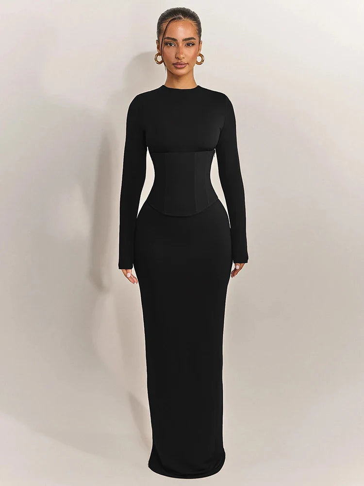 Maxi dress with corset design - TOHAR