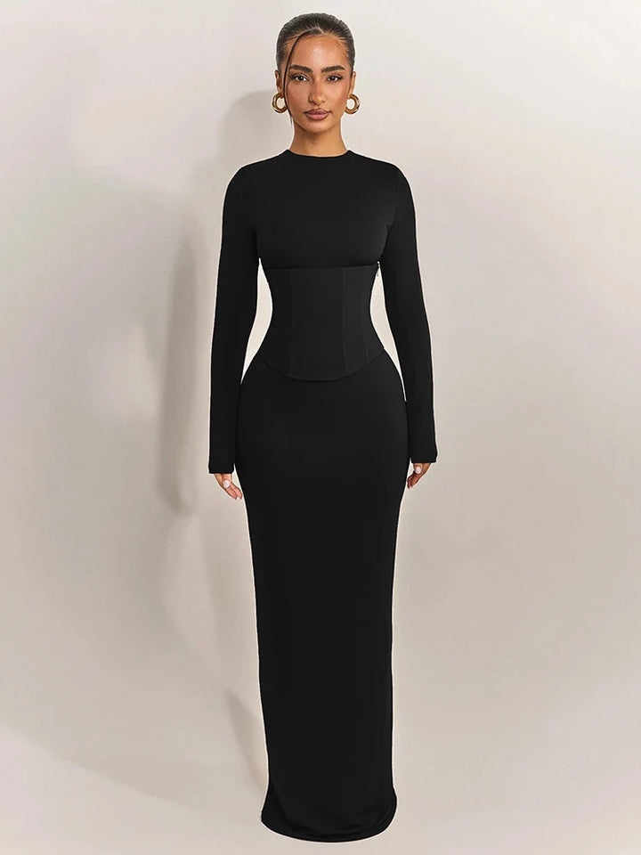 Maxi dress with corset design - TOHAR