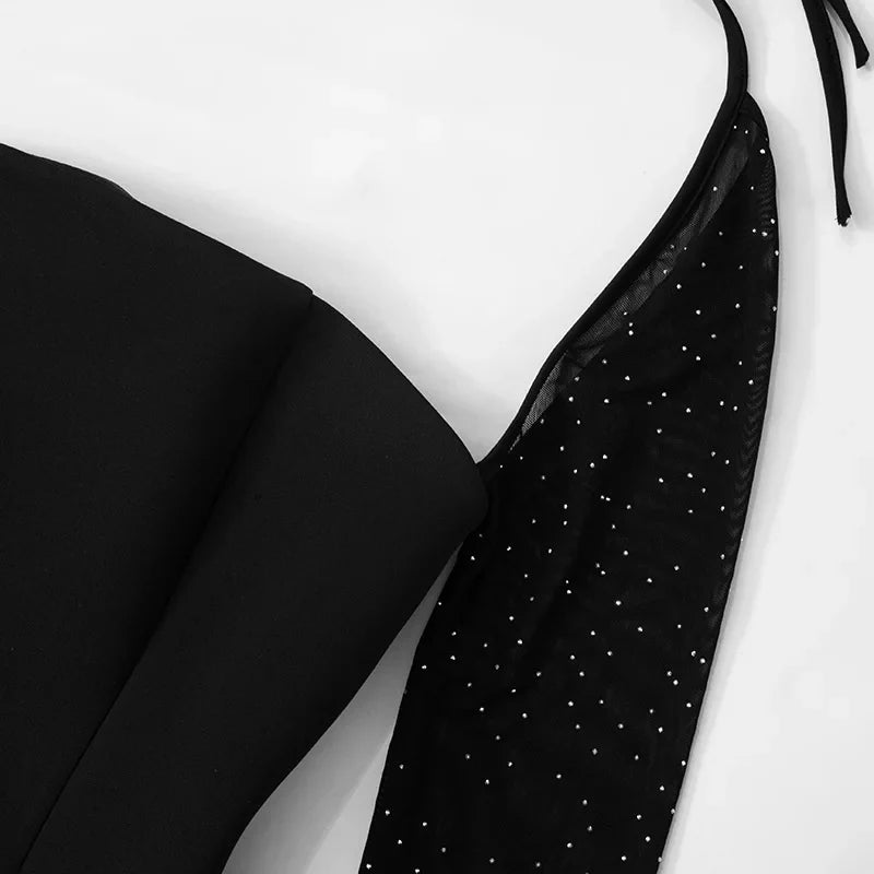 שמלת מיני בעיצוב שרוולי רשת נצנצים - GADE