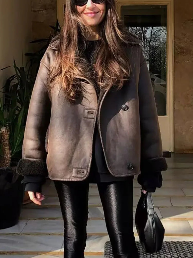 מעיל זמש פרווה פנימית - מולי