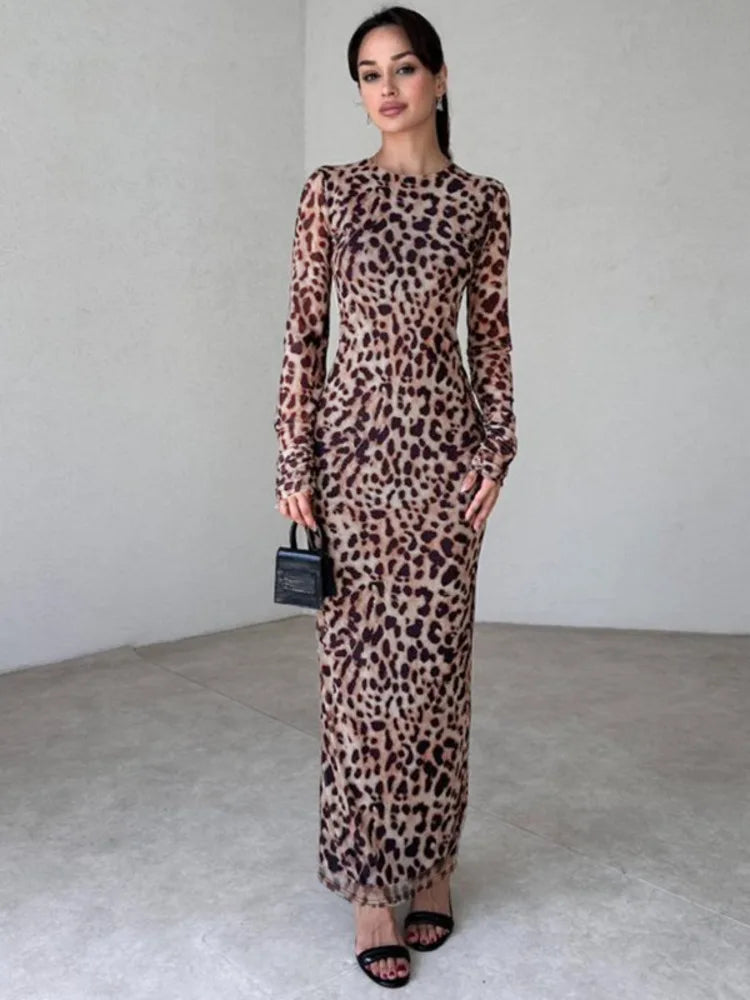 שמלת מקסי שיפון מנומרת - טנזניה