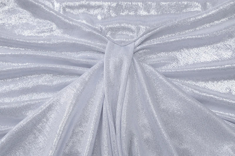 שמלת מקסי בד מטאלי מבריק מנצנץ בעיצוב כיווצים - אנדרסון