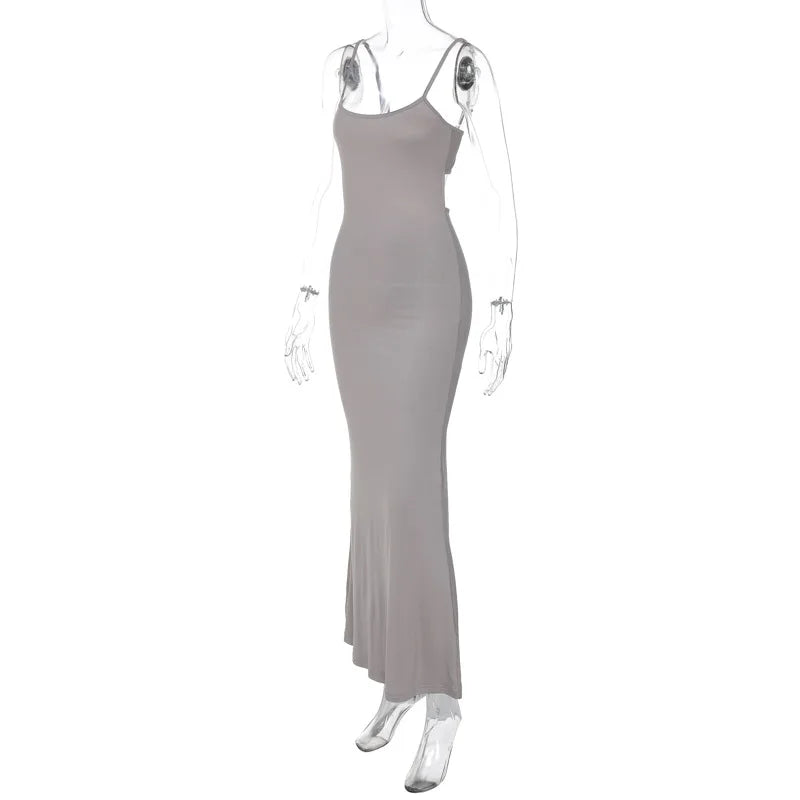 שמלת מקסי צמודה גב פתוח - טוהר