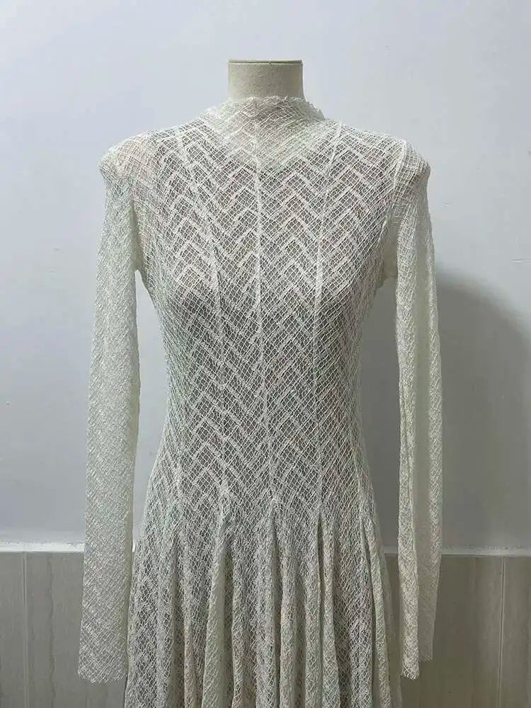 שמלת מקסי ערב יוקרתית בעיצוב ארוג בגזרת A - ליבי