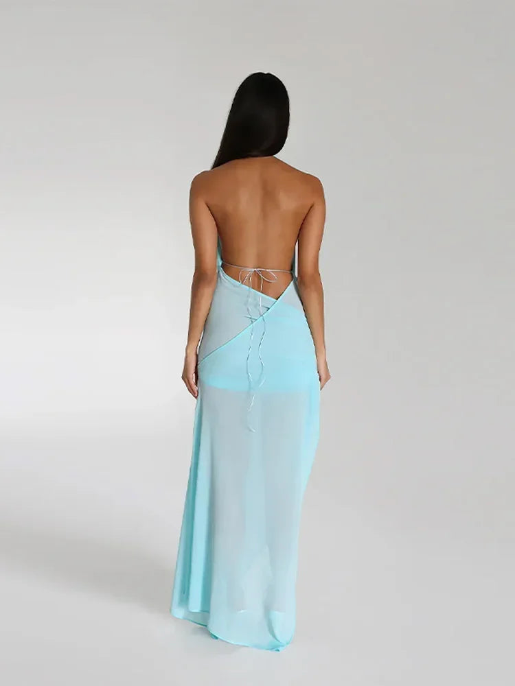 שמלת מקסי קוקטייל - BLUE SKY