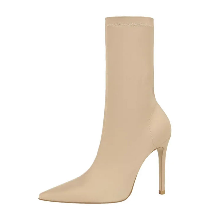 Silk fabric pointed heel boots - Margot