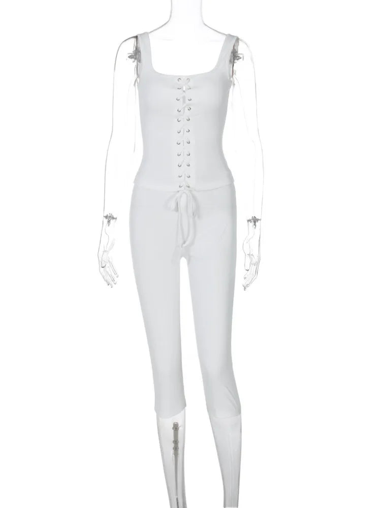 סט שני חלקים טופ קשירה וטייץ שלושת רבעי - נדיה