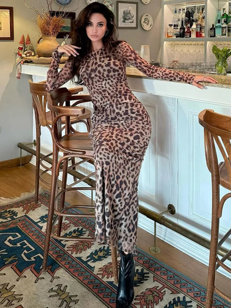 שמלת מקסי שיפון מנומרת - טנזניה