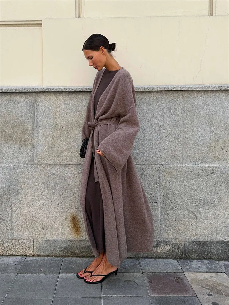 קרדיגן צמרי ארוך סגירת חגורת קשירה - קאי