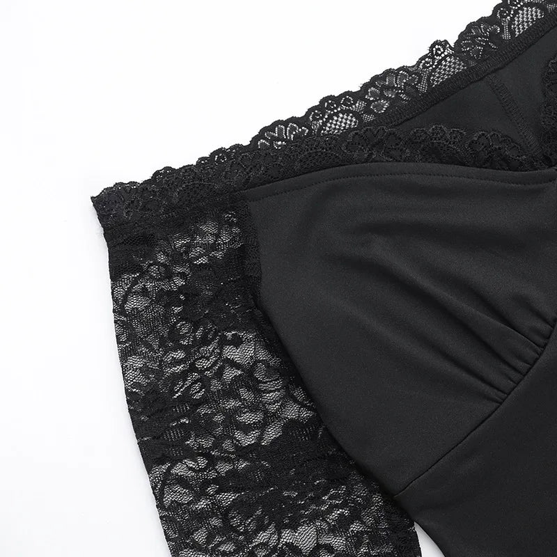 שמלת מקסי בעיטור שרוולי תחרה כתפיים חשופות - ברברה