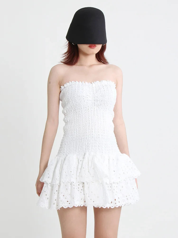 שמלת מיני סטרפלס כיווצים מלמלה - דיאן