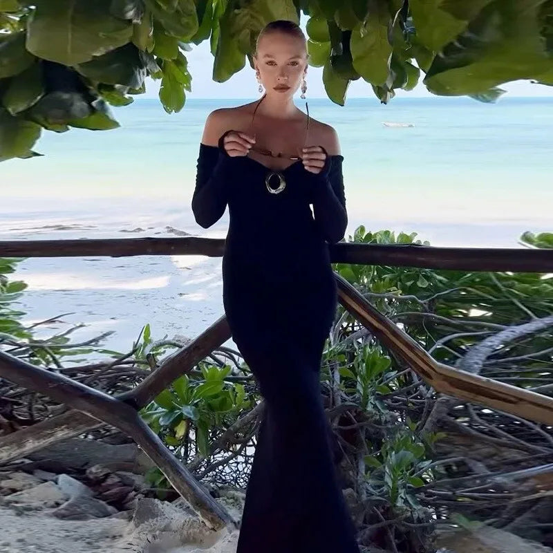 שמלת מקסי כתפיים חשופות - סבין