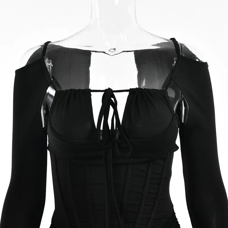 שמלת מיני בעיצוב מחוך וקשירה - KASIE