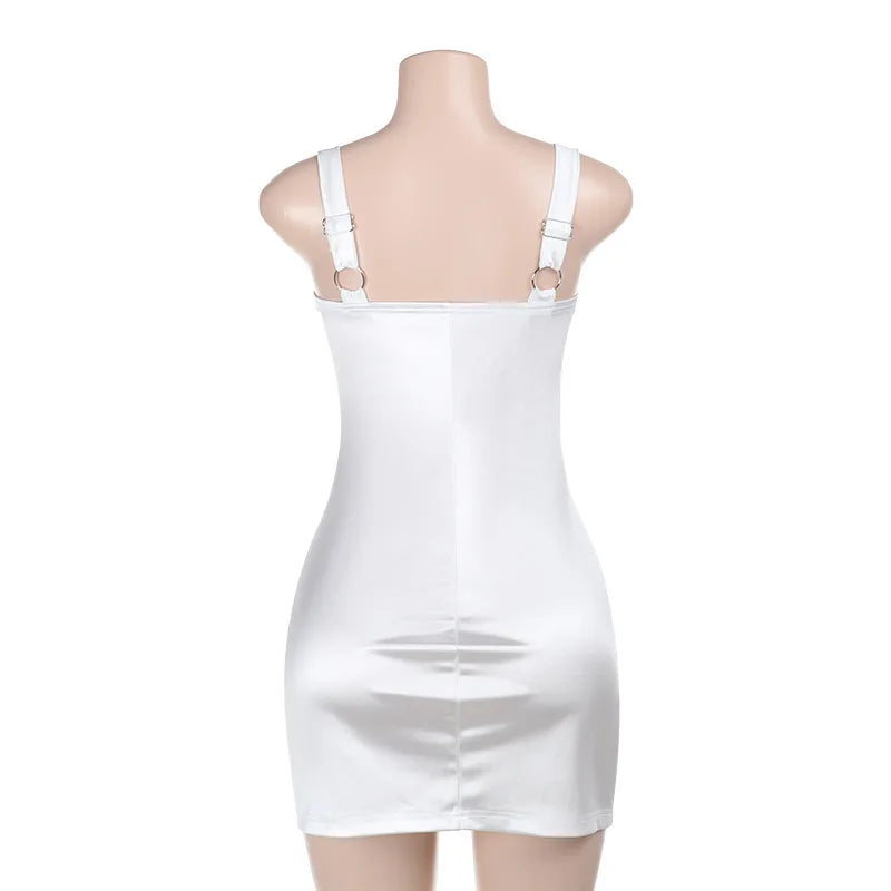 שמלת מיני סאטן בעיטור שסע - אנט