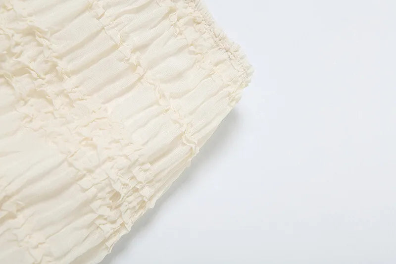 סט שני חלקים בעיצוב שיפון וכיווצים טופ קשירה וחצאית מקסי - אורורה