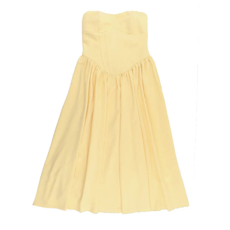 שמלת מידי סטרפלס בגזרת A - סול