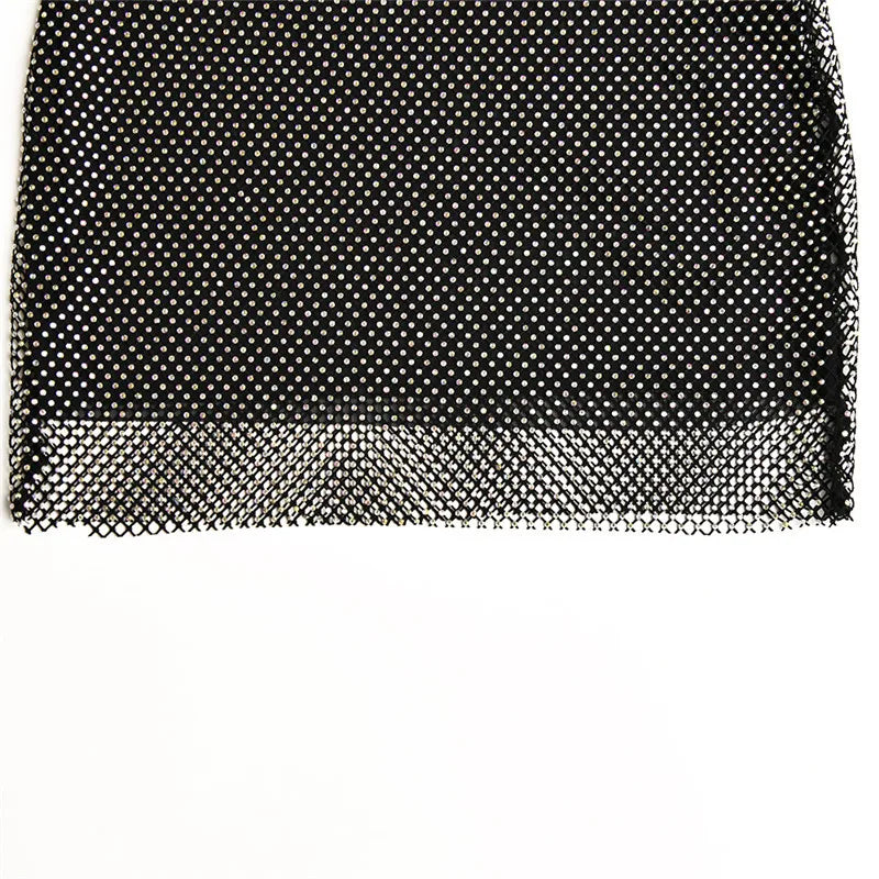 שמלת מיני רשת יהלומים מנצנצת תחתית אטומה גב פתוח - מוריסון