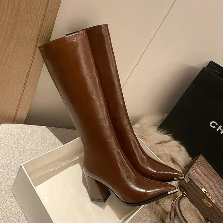 High heeled leatherette boots - Sally