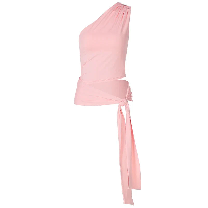 טופ גופיה בעיצוב אסימטרי בעיטור קשירה - ניקס