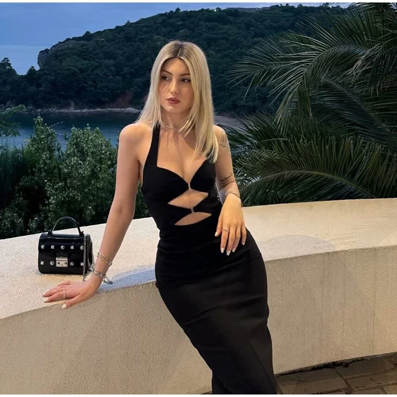 שמלת מקסי בעיצוב פתחים גב פתוח - סברין