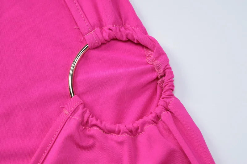 שמלת מיני כיווצים גב פתוח בעיטור חישוק  - CAROLINA