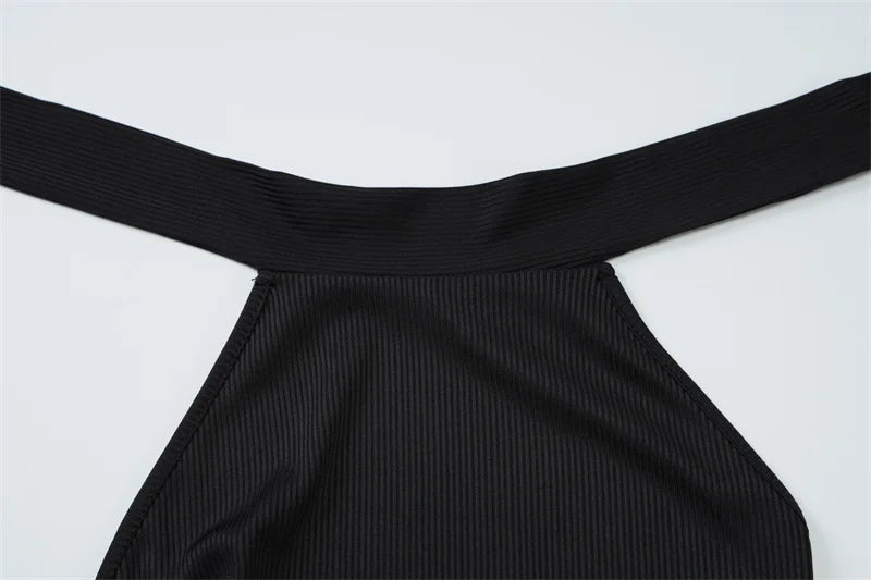 שמלת מקסי קולר קשירה בצוואר בעיצוב גב פתוח וגלים - מאקסימה