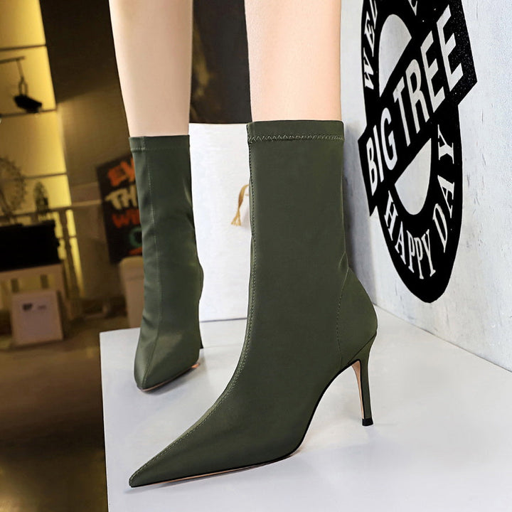Silk Pointed Heel Boots - Chloé