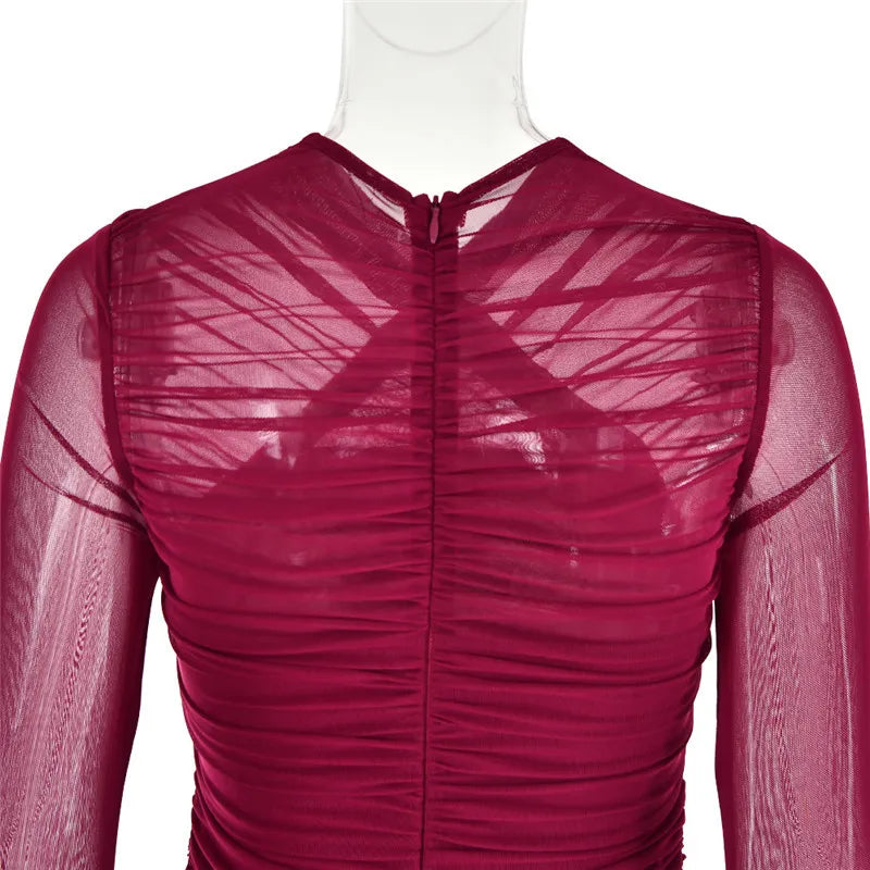 שמלת מיני כיווצים צמודה בעיצוב רשת - אדי