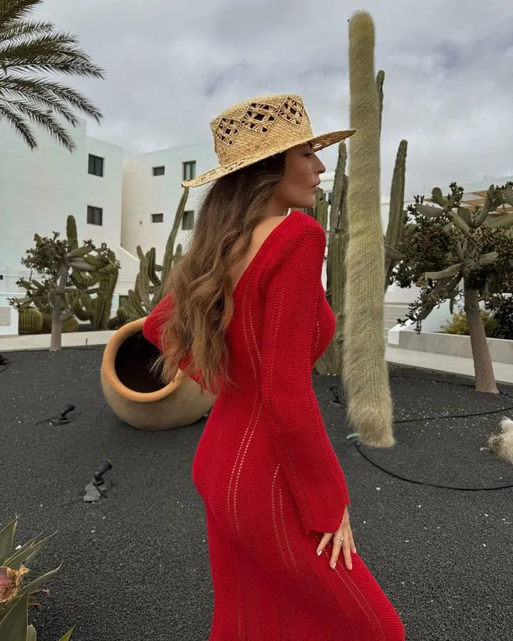 שמלת מקסי סרוגה גב פתוח - Sierra