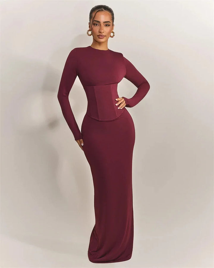 Maxi dress with corset design - TOHAR