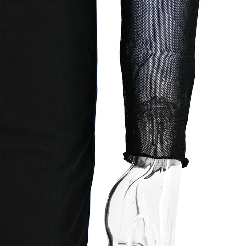 שמלת מקסי שיפון בגזרת מחוך בעיטור תחרה - סקרלט