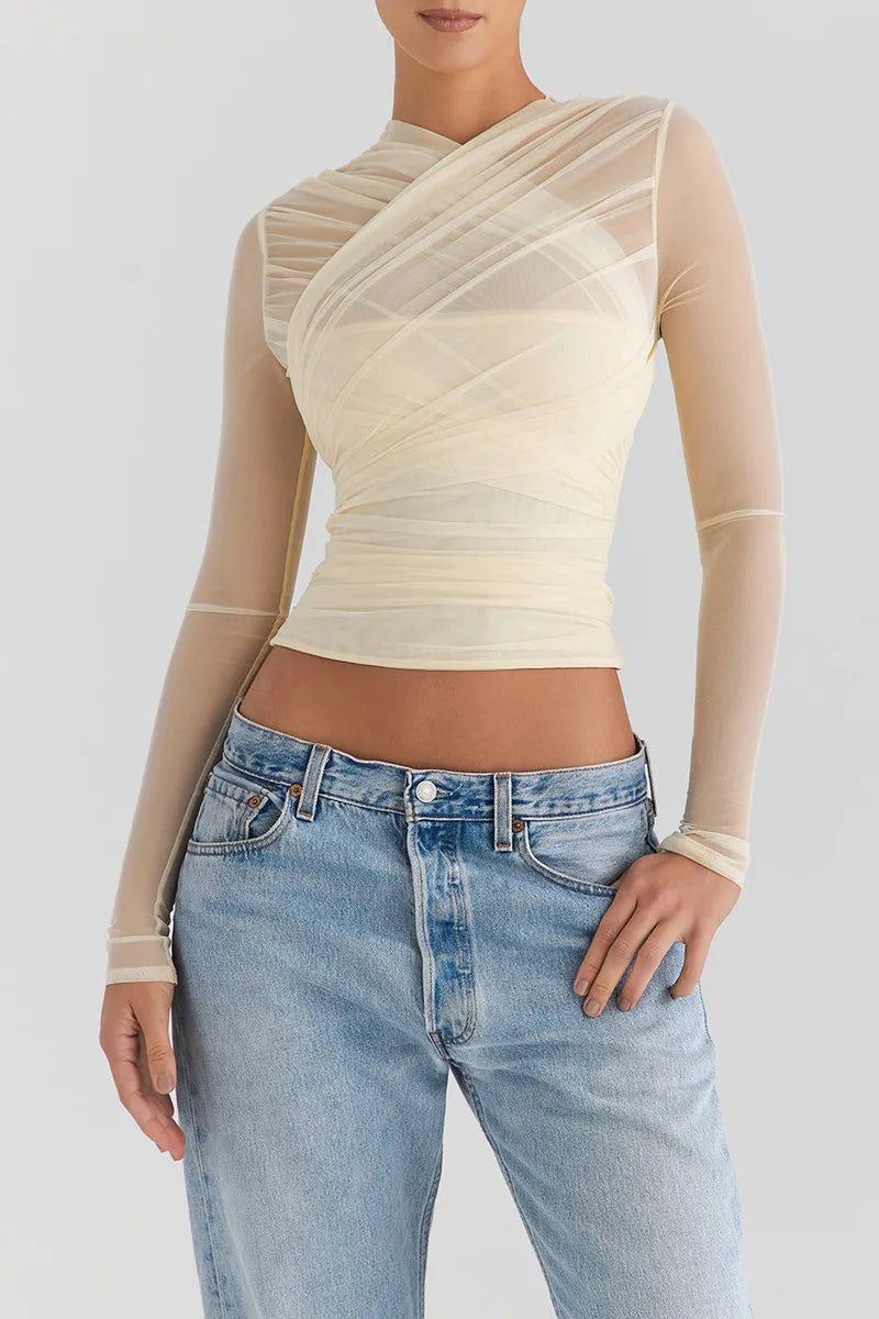 חולצת שיפון בעיצוב כיווצים - דורון