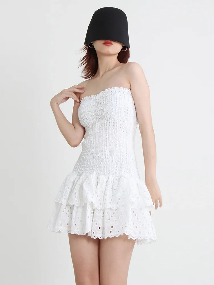 שמלת מיני סטרפלס כיווצים מלמלה - דיאן