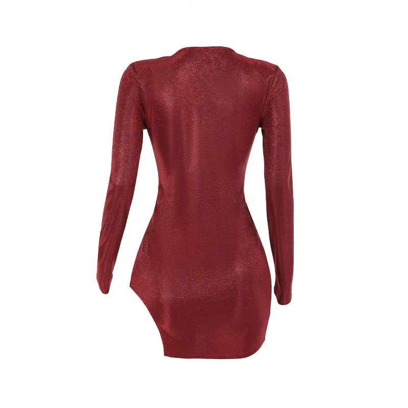 שמלת מיני נצנצים בעיצוב שסע - JASMIN