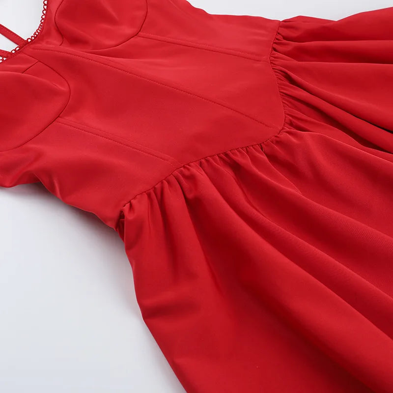 שמלת מיני בגזרת A קשירה בגב בעטור פפיון - דמי