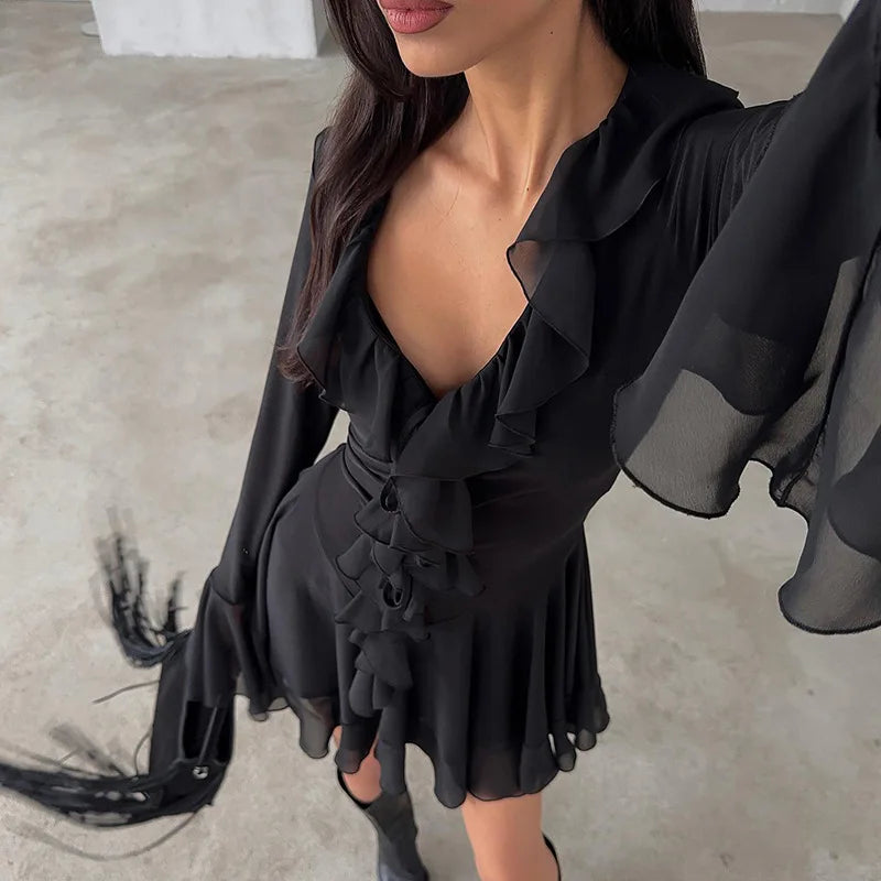 שמלת מיני בעיטור מלמלה - ALINA