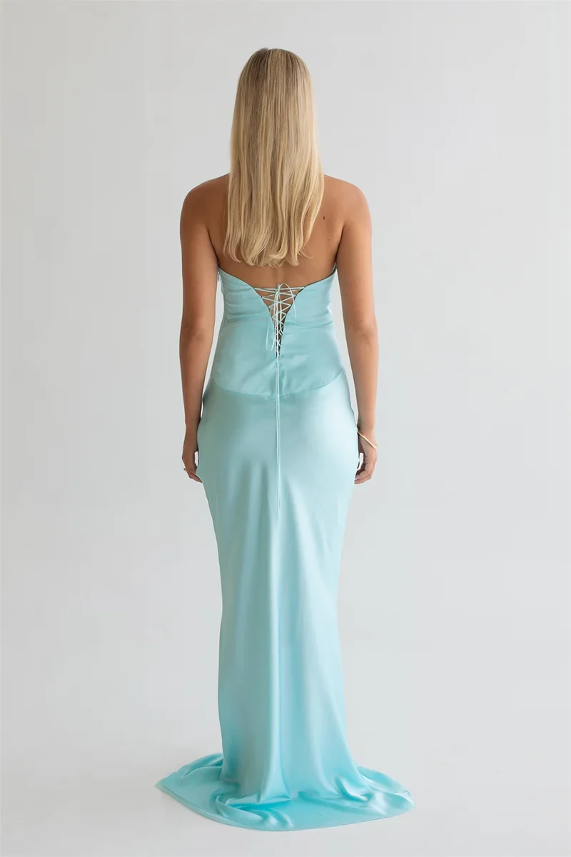 Strapless maxi dress with a back tie - ELINA