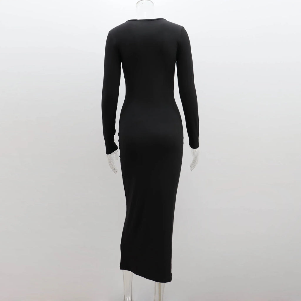 שמלת מקסי צמודה בד מחטב - Matilda