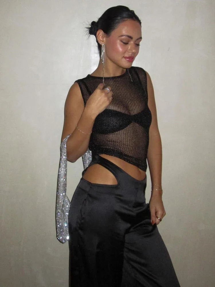 טופ גופייה סרוג נוצץ - אנדי