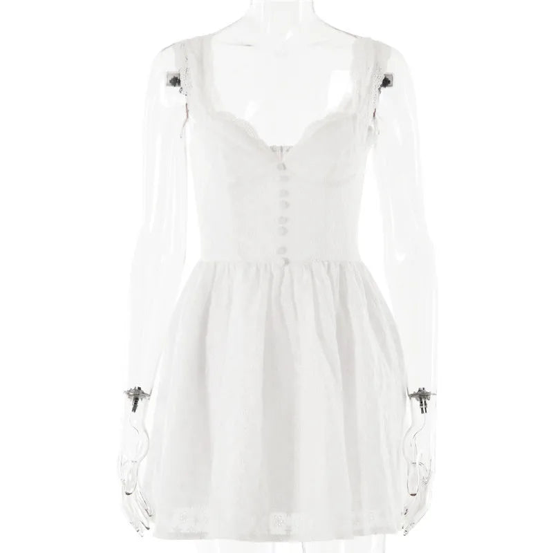 שמלת מיני סטייל כפרי בגזרת A בעיצוב רקמת פרחים - אמנדה