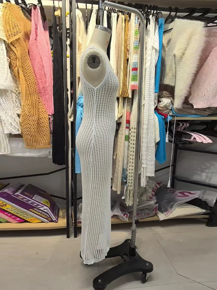 שמלת חוף מקשי רשת גב פתוח - SUN