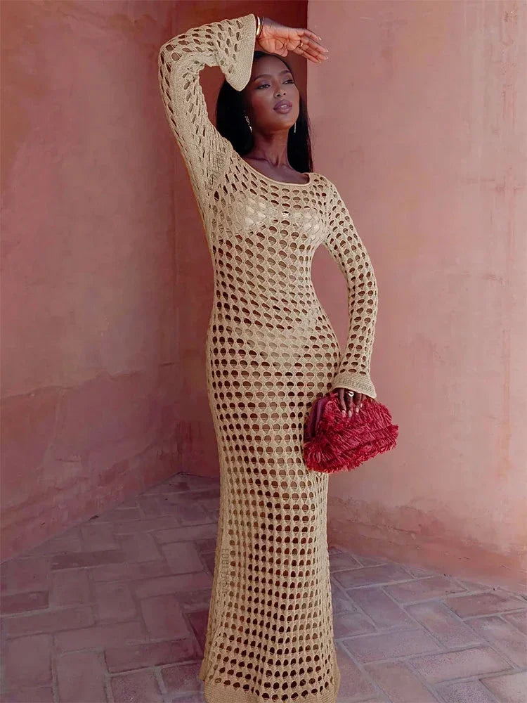 שמלת מקסי חוף רשת  - סול